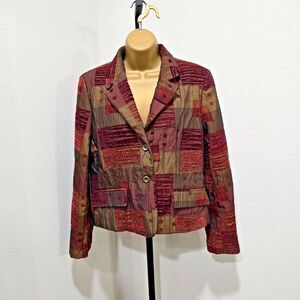 Vintage Preppy Cottage Grunge Tapestry Dark Academia Patchwork Blazer Womens XXL